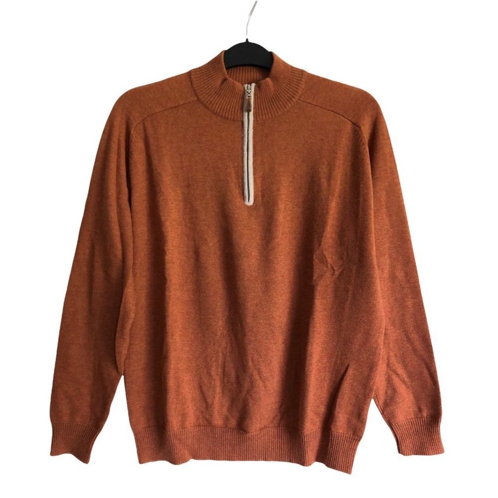 MINE London-Milan-New York Men's Half Zip Sweater 100% Italian Merino Wool